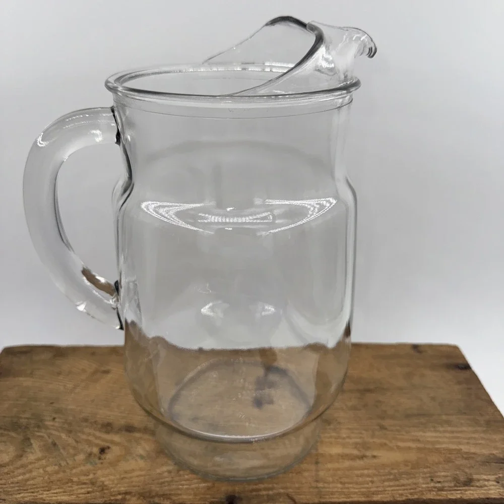 Vintage Glass Tea & Lemonade Ice Lip‎ Pitcher – Clear Classic Serveware 9
